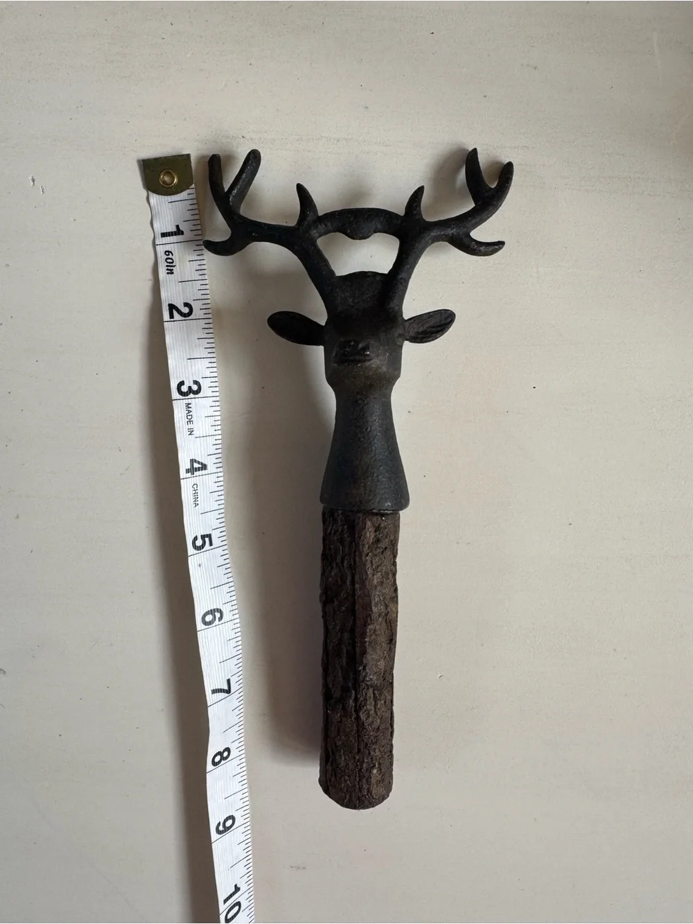Rustic Deer Head bottle opener in dark and Brown wood handle vintage